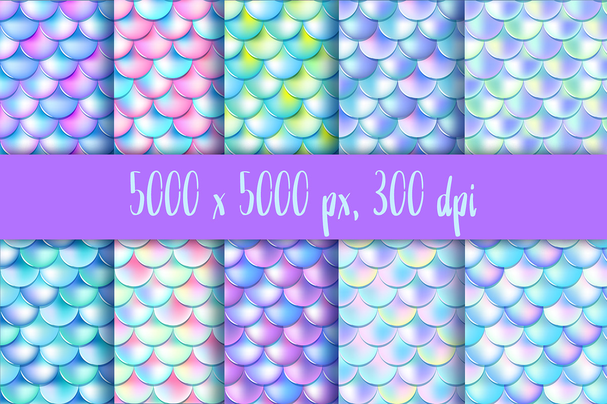 Mermaid Fish Skin Seamless Patterns, a Pattern Graphic by RabbitAndPencil (Photo 3 of 5)