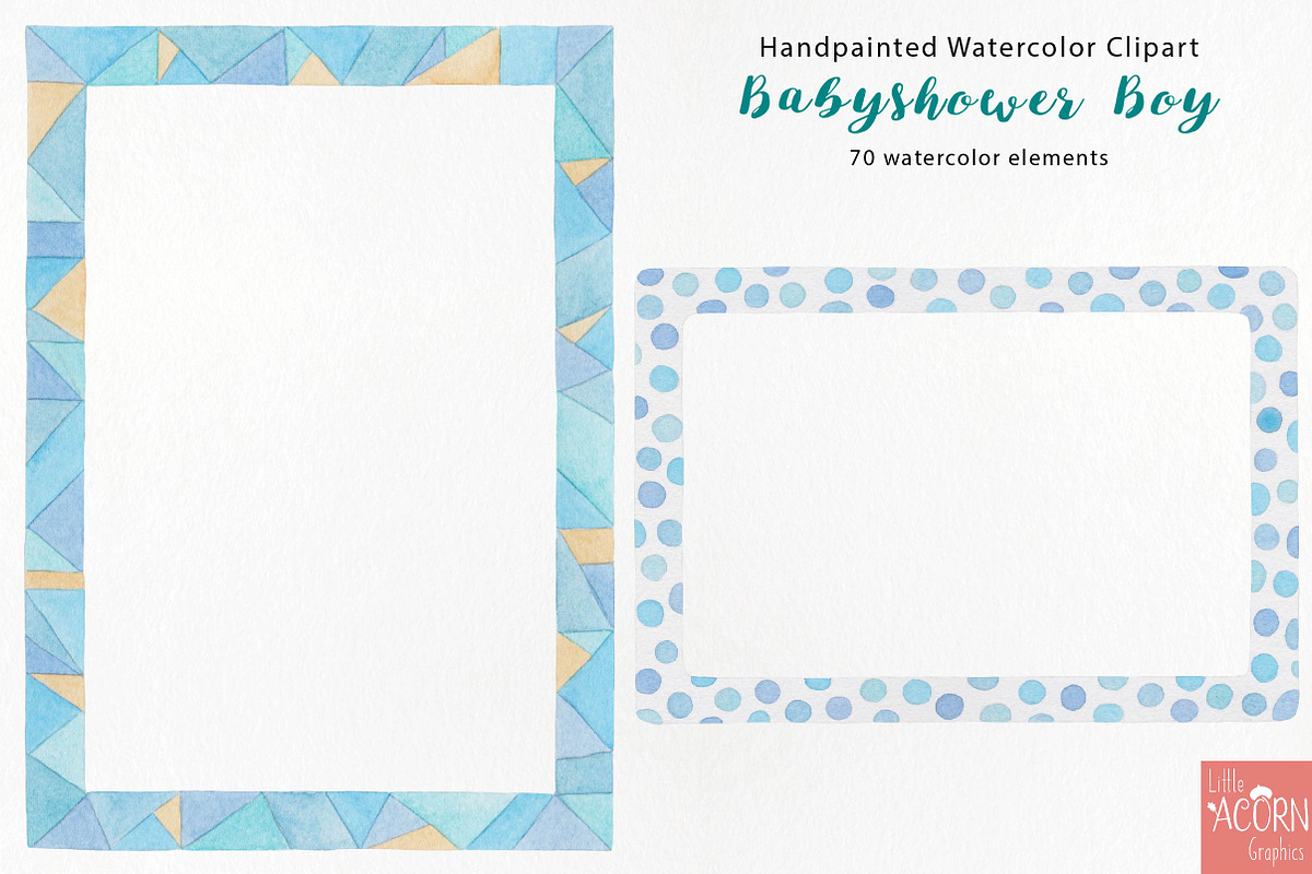 Watercolor Babyshower boy in blue, a Texture Illustration by LittleAcornGraphics (Photo 7 of 11)