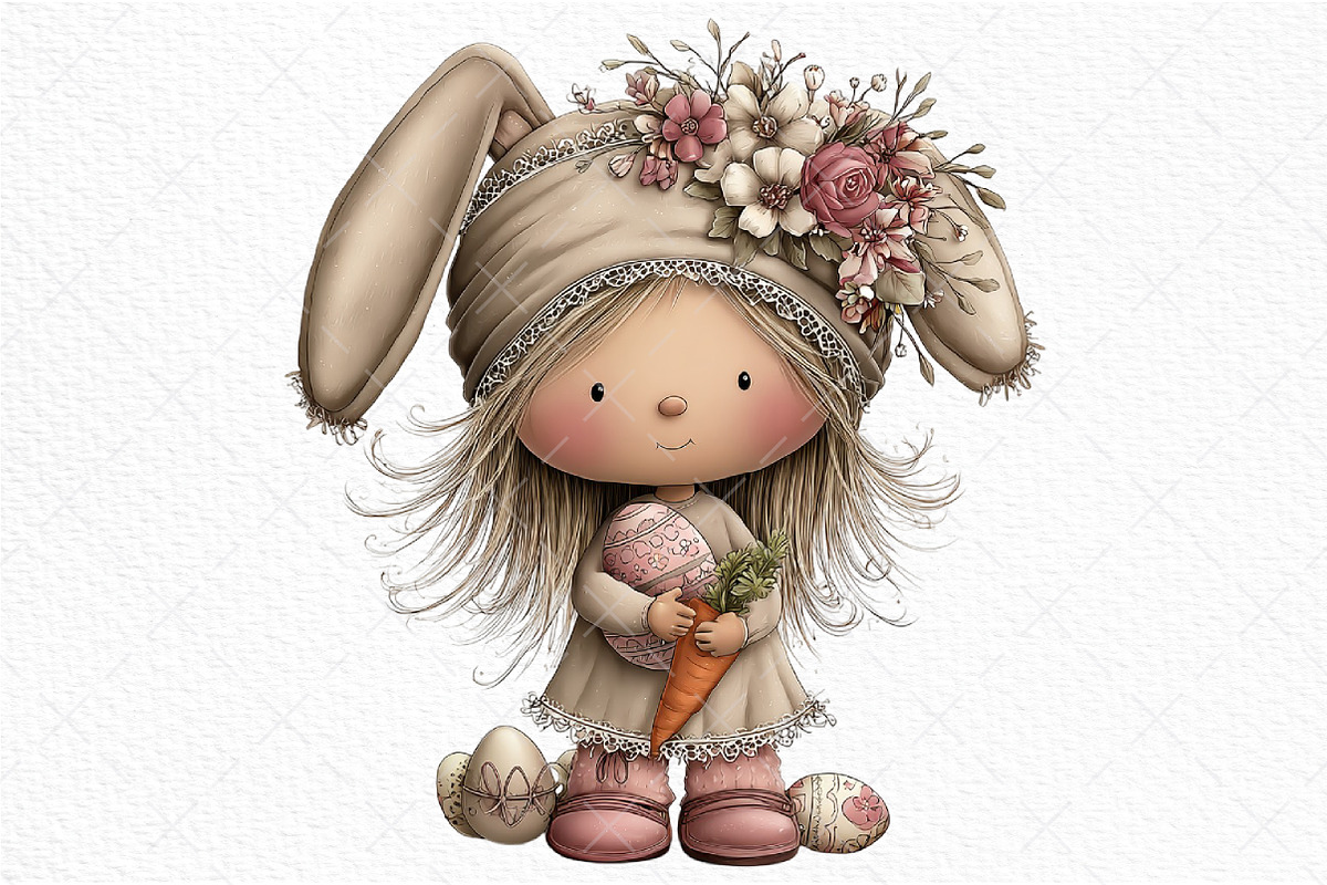 Whimsical Easter Girl Clipart Png, an Illustration by Craft Nest (Photo 9 of 11)