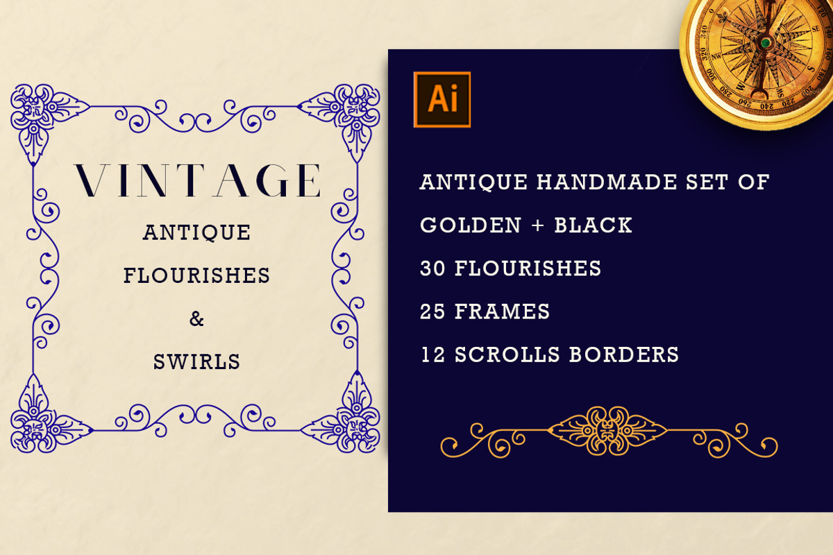Vintage Antique Borders and Swirls, an Object Graphic by Design Unique (Photo 1 of 15)