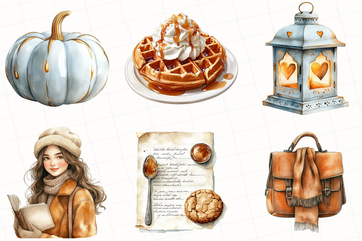 Cozy Caramel & White Fall Clipart, an Illustration by OK Design (Photo 3 of 5)