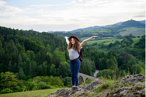 Young tourist woman traveller with, a Person Photo by HalfPoint