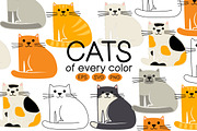 Cats of Every Color EPS SVG PNG, an Animal Illustration by JennArtDesigns (Thumbnail 1 of 3)