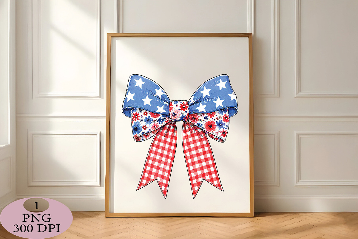 Coquette 4th of July Bow PNG, an Illustration by Daily.Designs (Photo 5 of 5)