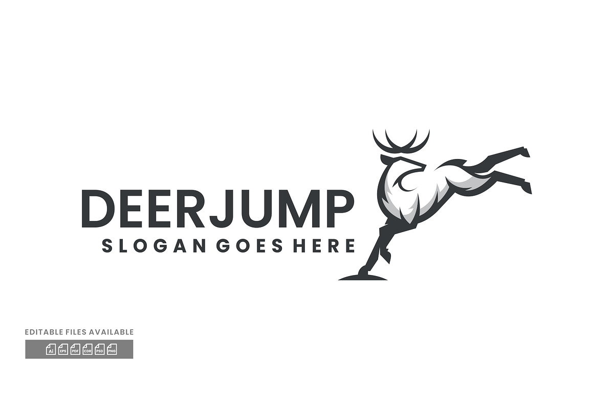 Deer Jump Line Art Logo, a Branding & Logo Template by ivan_artnivora