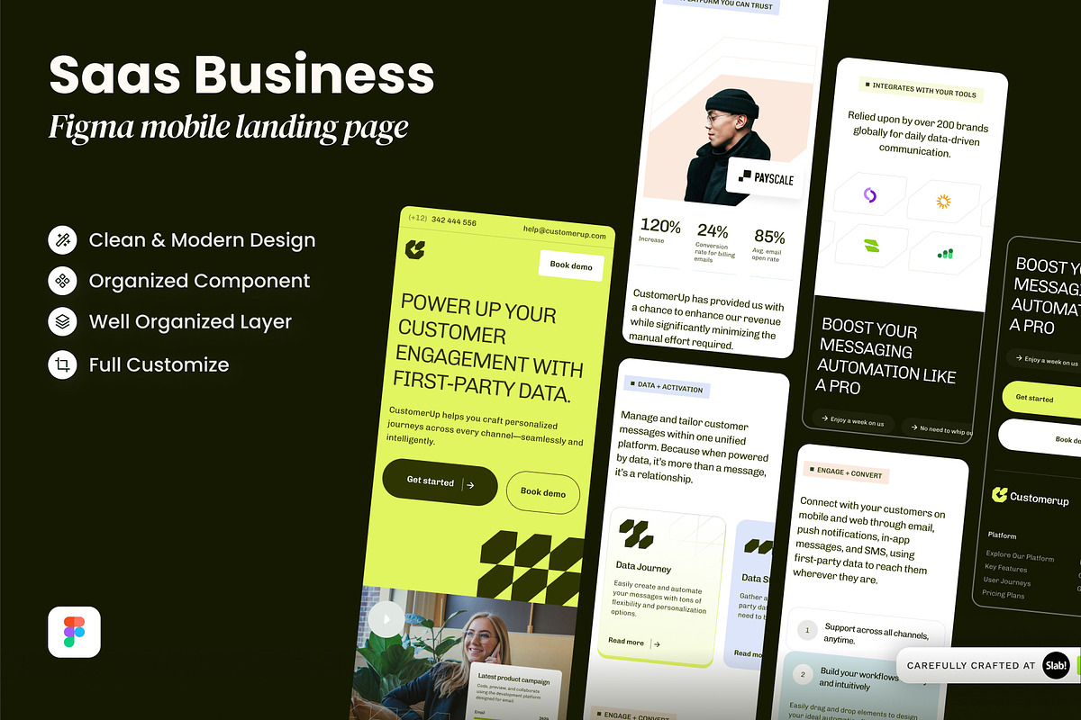 Figma SAAS Mobile Landing Page, a Websites & App Template by SLAB! Design (Photo 1 of 4)