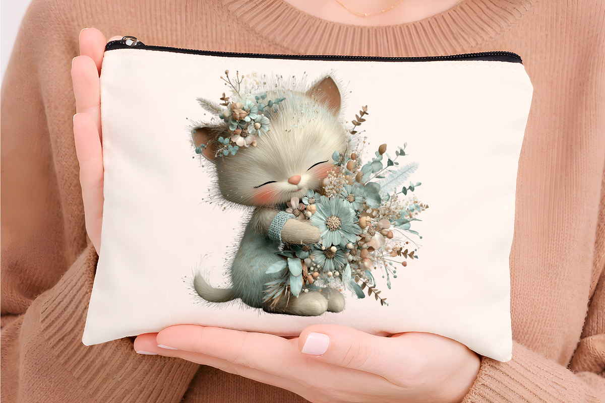 Whimsical Spring Cats Clipart, an Illustration by Digital Artistic99 (Photo 5 of 9)