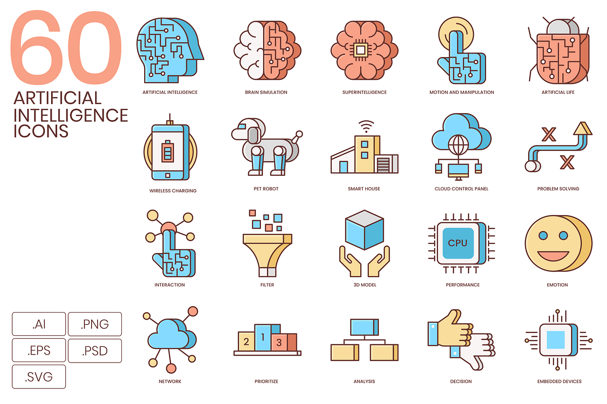 Artificial Intelligence Flat Icons, an Icon by Flat Icons | Creative Market