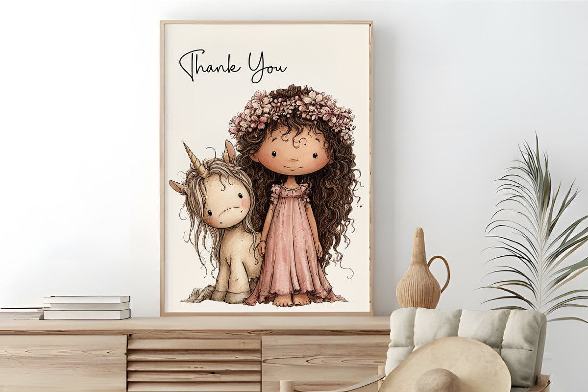 Cute Girl with Unicorn PNG Clipart, a Seasonal Illustration by RobertsArt (Photo 7 of 7)