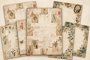 Vintage Botanical Junk Journal Paper, a Background Graphic by Printable Treasure (Thumbnail 2 of 3)