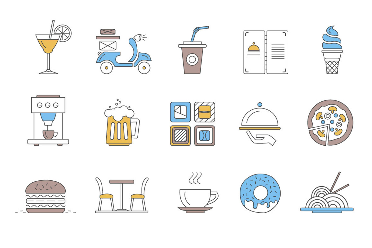 Restorant and japanese food, an Outline Icon by narinadraban (Photo 2 of 4)