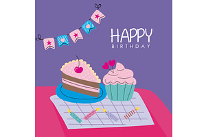 happy birthday card, an Illustration by studiogstock