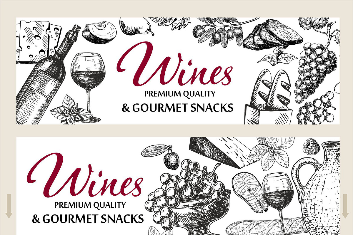 Wine & Grapes Illustations Set, a Food Illustration by Live line (Photo 2 of 9)
