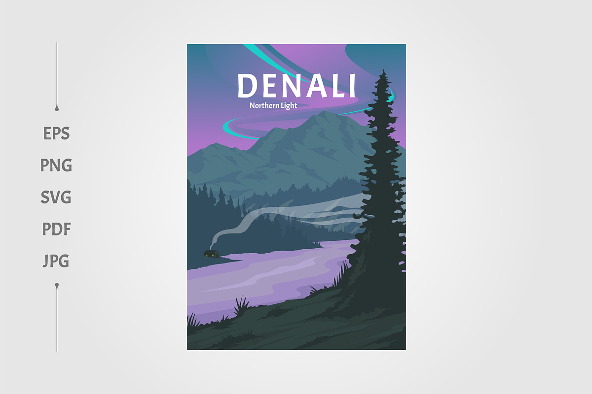 northern lights view at denali, a Wallpaper Graphic by lawoel