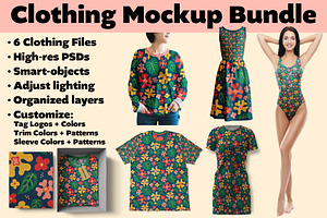 6 Piece Clothing Mockup Bundle