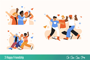 Happy Friendship - Flat illustration, a Person Illustration by SlideFactory