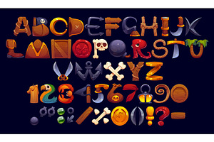 Cartoon Caribbean pirates font, an Object Illustration by Vector Tradition