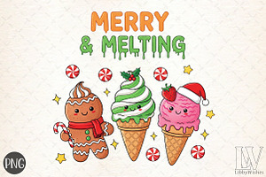 Merry & Melting Christmas Ice Cream, an Illustration by Libby Wishes