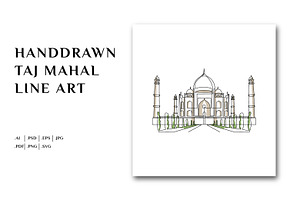 Line Art Taj Mahal Illustration, a Decorative Illustration by Brand_Hero