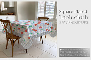 Flared Square Tablecloth Mockups