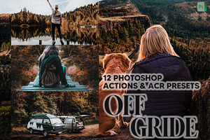 12 Off Gride Photoshop Actions, an Action Add-On by Hue Palettte Studio