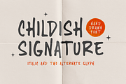 Childish signature font, a Script Font by Rochart (Thumbnail 1 of 6)