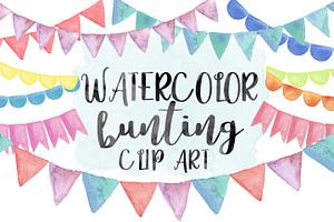 Watercolor Bunting Clip Art
