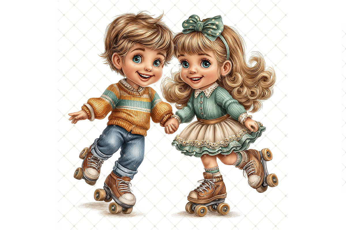 Roller Skating Couple Clipart JPG, a Person Illustration by Memories By Lea (Photo 17 of 18)