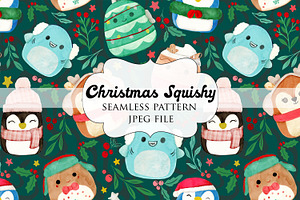 Christmas Squishmallows Seamless