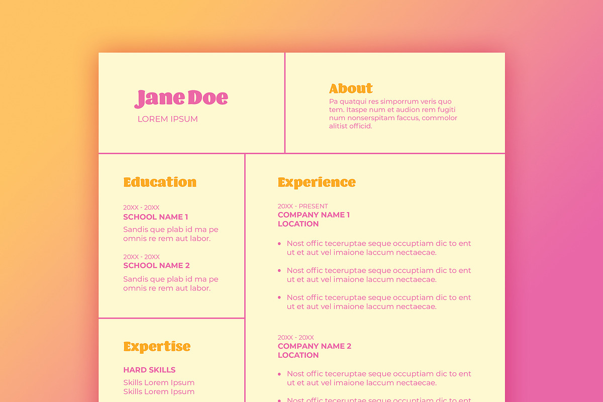Resume with Pink and Orange Accents, a Resume Template by wavebreak