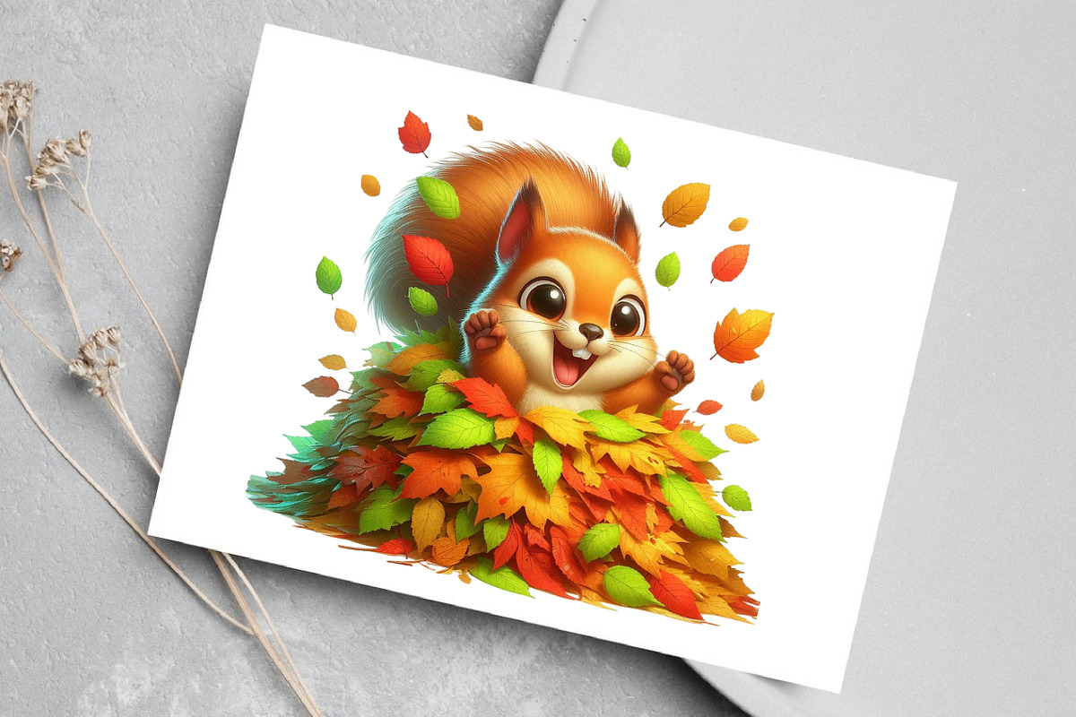 Autumn Funny Squirrel Clipart Bundle, a Seasonal Illustration by Canvas Craft (Photo 6 of 8)