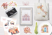 Travel to Italy. Watercolor Clipart, an Illustration by VerAna (Thumbnail 10 of 11)
