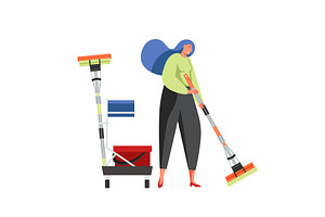 Commercial cleaning services, vector, a Person Illustration by Sky Pics Studio
