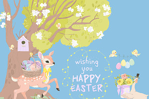 Easter Card with Little Fawn, an Illustration by Maria Starus