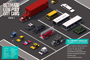 Ultimate Low Poly City Cars Pack 1, a Cars & Vehicle 3D Model by Anton Moek