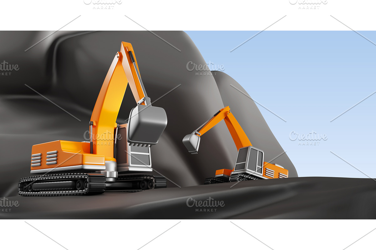 Quarry mining with heavy industrial, a Technology Illustration by Marozhkastudio