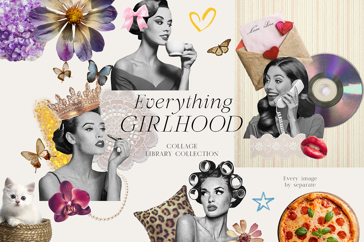 Girlhood collage scrapbook lace bows, an Object Graphic by Grace Noboa Illustrations (Photo 5 of 10)