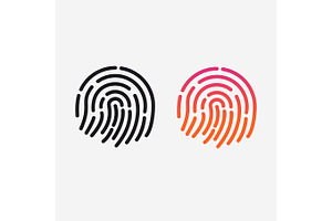 ID app icon. Vector set. Fingerprint for identification. Flat line illustration, an Outline Icon by Di Bronzino