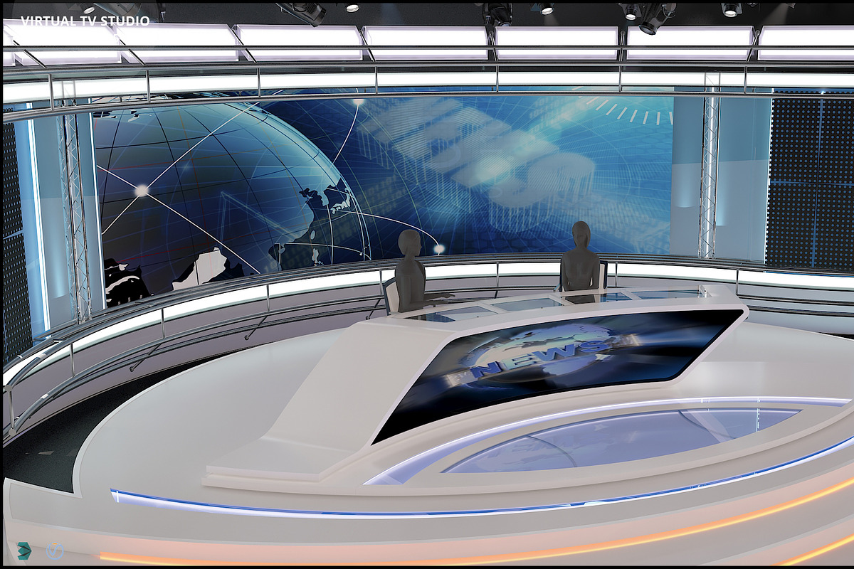 Virtual TV Studio News Set 35, an Architecture 3D Model by akerStudio (Photo 14 of 39)