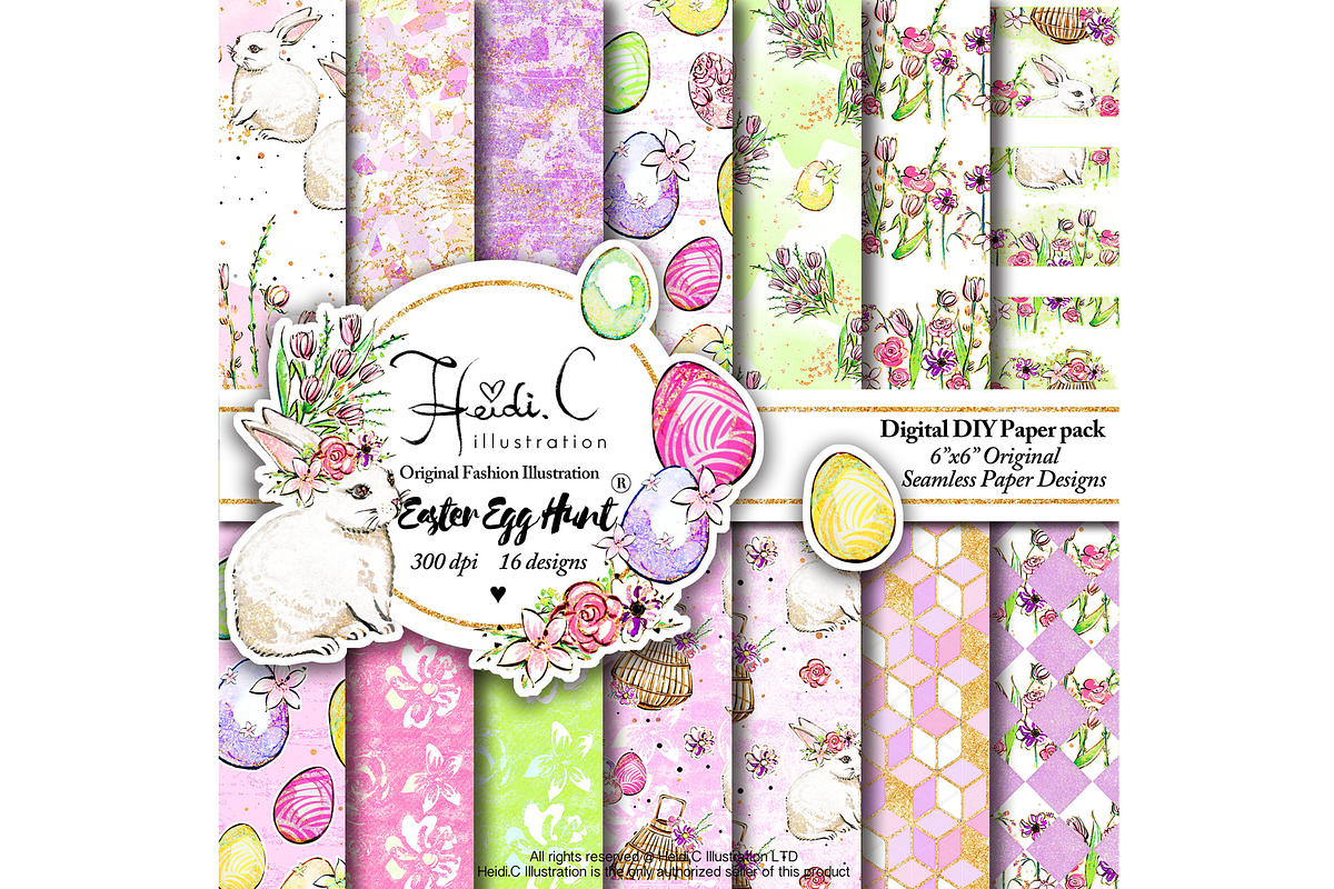 Easter Egg Hunt Paper Pack, a Pattern Graphic by HeidiCIllustration (Photo 1 of 5)