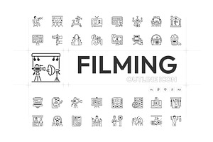 75 Filming Icons, an Outline Icon by Prosymbols