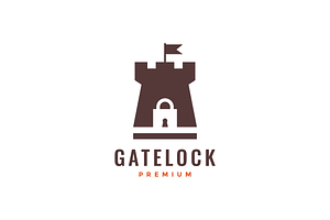 gate lock security logo castle logo, a Branding & Logo Template by devastd