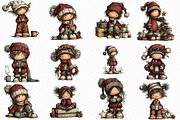 Whimsical Christmas Elf Clipart, an Illustration by cherrydesign (Thumbnail 2 of 3)
