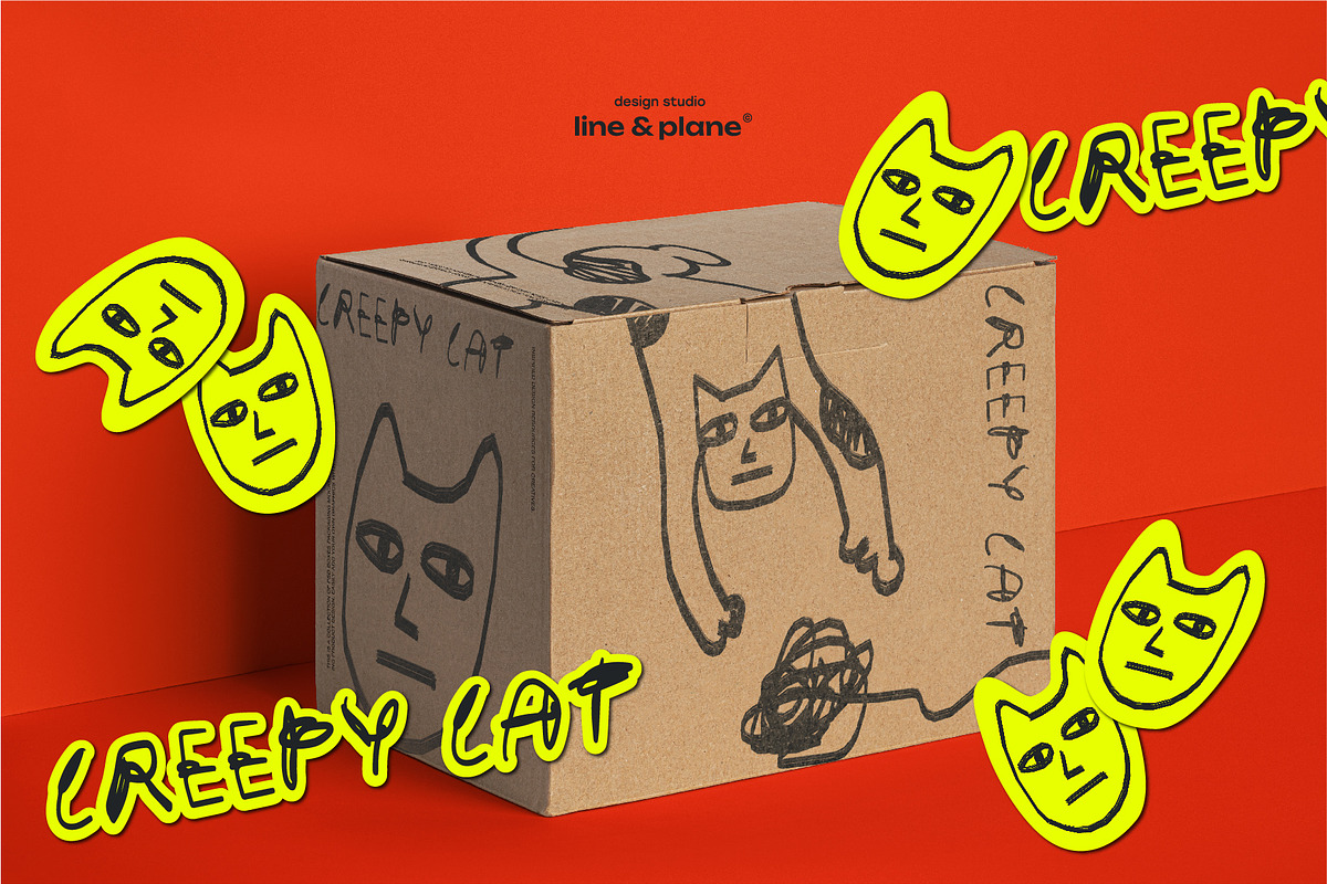 Creepy Cat - Hand Drawn Illustration, an Animal Illustration by line & plane (Photo 2 of 10)