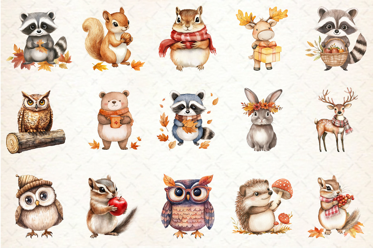 Watercolor fall Animals Clipart, an Illustration by Rose Art (Photo 3 of 4)