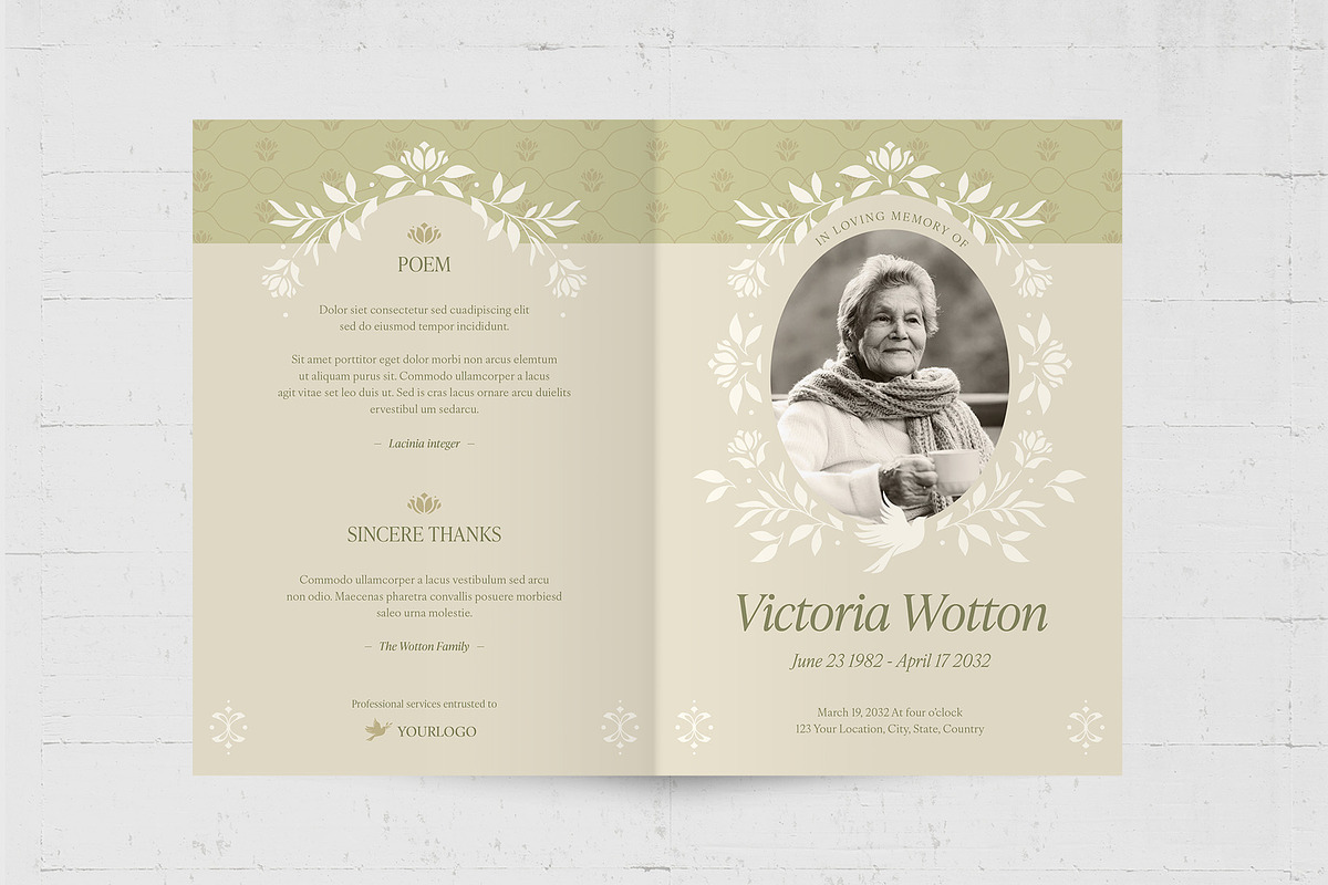 Elegant Funeral Program Template, a Flyer Template by BrandPacks (Photo 2 of 5)