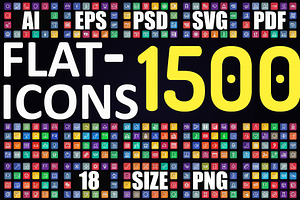 1500 Flat Icons - Line Icons