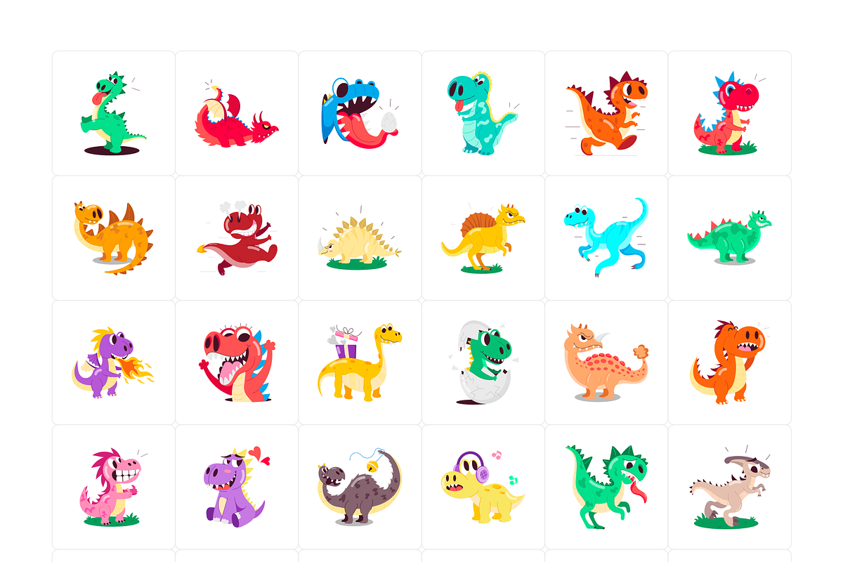 Dinosaur Cartoon Stickers, an Emoji Icon by Vectors Market (Photo 5 of 6)