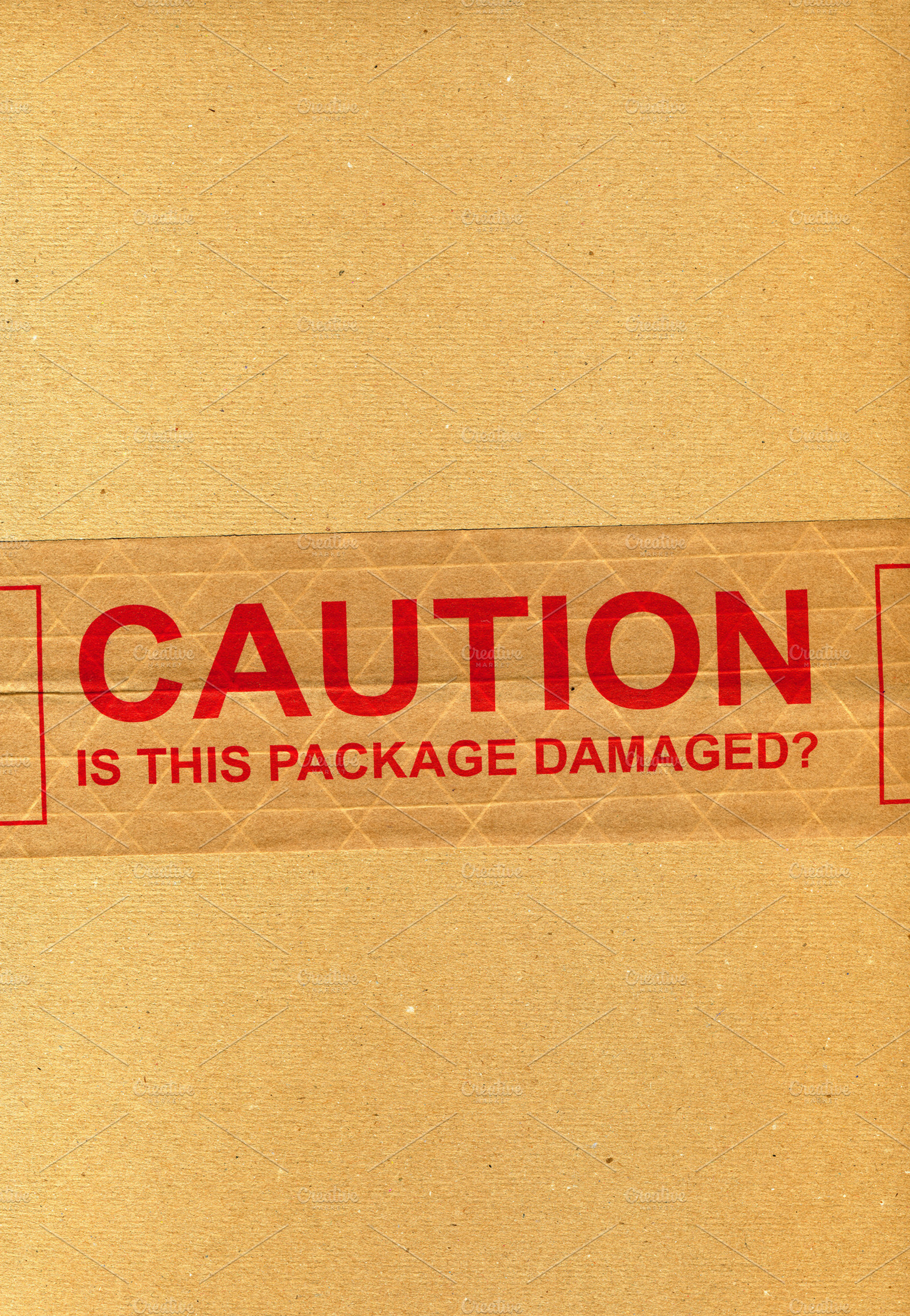 Industrial Package With Caution Sign