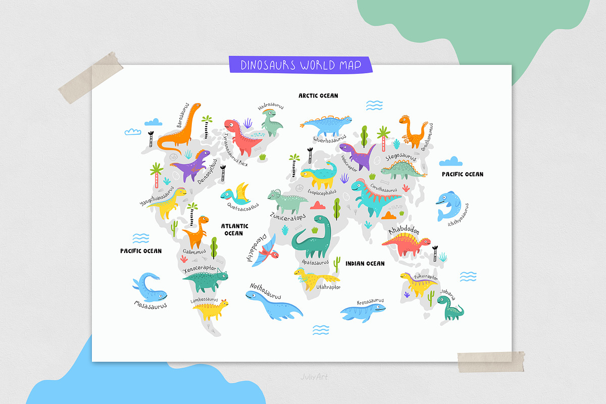 Dinosaurs Clipart Set, an Animal Illustration by JuliyArt (Photo 8 of 11)